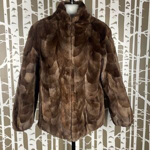 2 in 1 Reversible Brown Sheared Fur Jacket